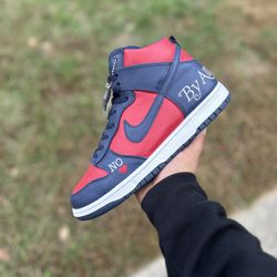 Supreme X Nike Dunk High SB By Any Means Red/Navy Sz 9.5