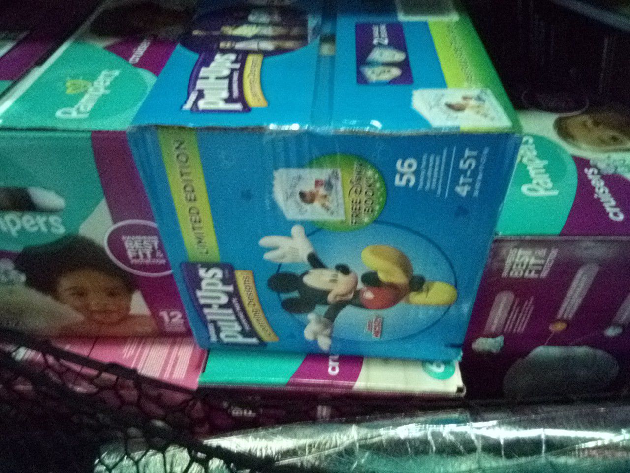 Diapers and Pull Ups. (Pampers, all sizes. $40 boxes.)