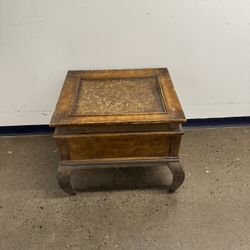 Antique End Table W Metal Legs