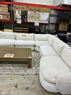 Large White Boucle Sectional Sofa ONLY $299
