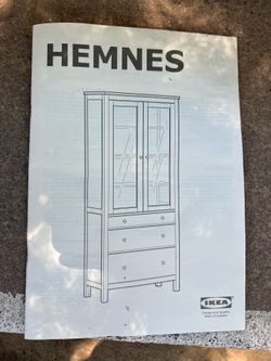 IKEA, Hemnes Series Glass Door Display Cabinet with Drawers white stain/light brown