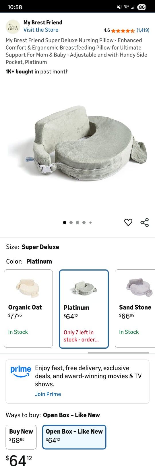 My Brest Friend Super Deluxe Nursing Pillow/ Almohada de lactancia