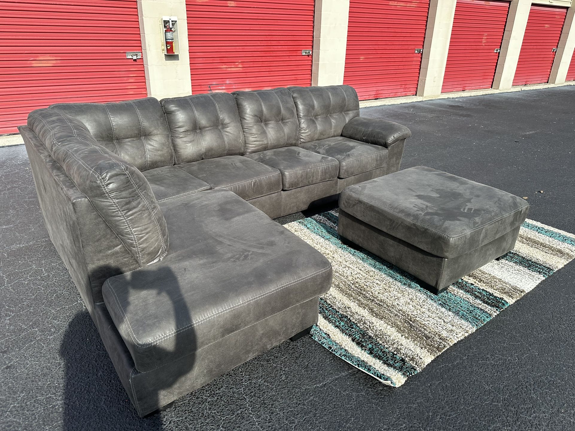 Comfy Gray Sectional Couch With Ottoman π₯π₯