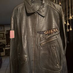 Vintage Guess Legend Leather Jacket Size Large 