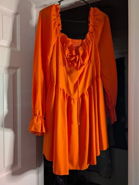 Dress Orange Shoulder Corset
