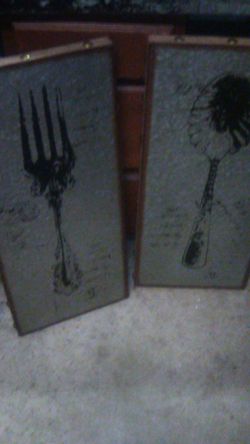Kitchen pictures fork plus spoon. $25
