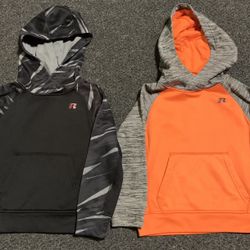 Two Russell boys size 4/5 athletic hoodies in excellent like new condition 