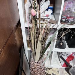 Weaved Vase With Dried Plants
