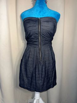 Strapless stretchy denim zipper dress sz m