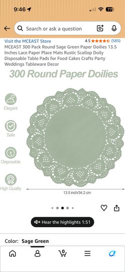 Sage green paper place mats