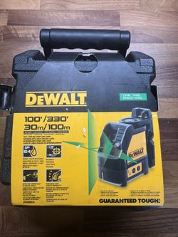 DEWALT 100 ft. Green Self-Leveling Cross Line Laser Level with (3) AA Batteries & Case