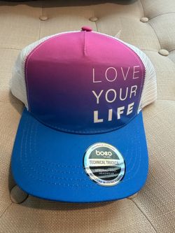 Life Time BOCO Gear Love Your Life Trucker Hat NWT Pink Blue Snapback