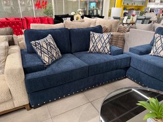 2pc Living Room Set đź’™ Blue Fabric