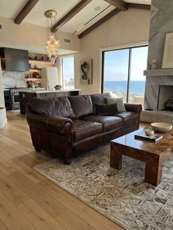 Free Delivery Restoration Hardware Leather Lancaster couch