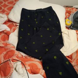 Lilly Pulitzer Navy With GreenFour-leaf Clover St Patty's Day Pants Size 2