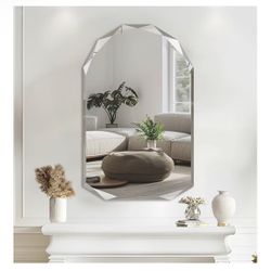 Suidia Bathroom Mirror, 20"x 30" Wall Mirror, Frameless Bathroom Mirror with Beveled Edge for Bedroom, Living Room, Entryway, Hallway, Arched Shape