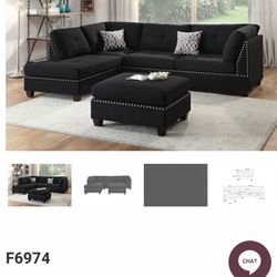 3-pc Reversible Sectional Sofa Set W/ Ottoman
