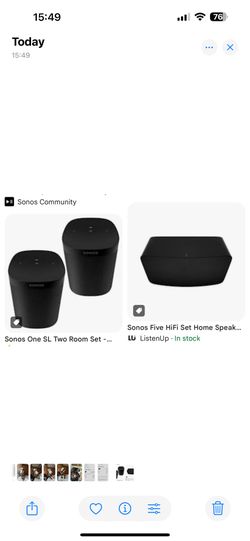 Sonos Five + 2 Sonos One Speakers
