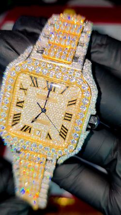 Cartier Two Tone Iced Out Watch