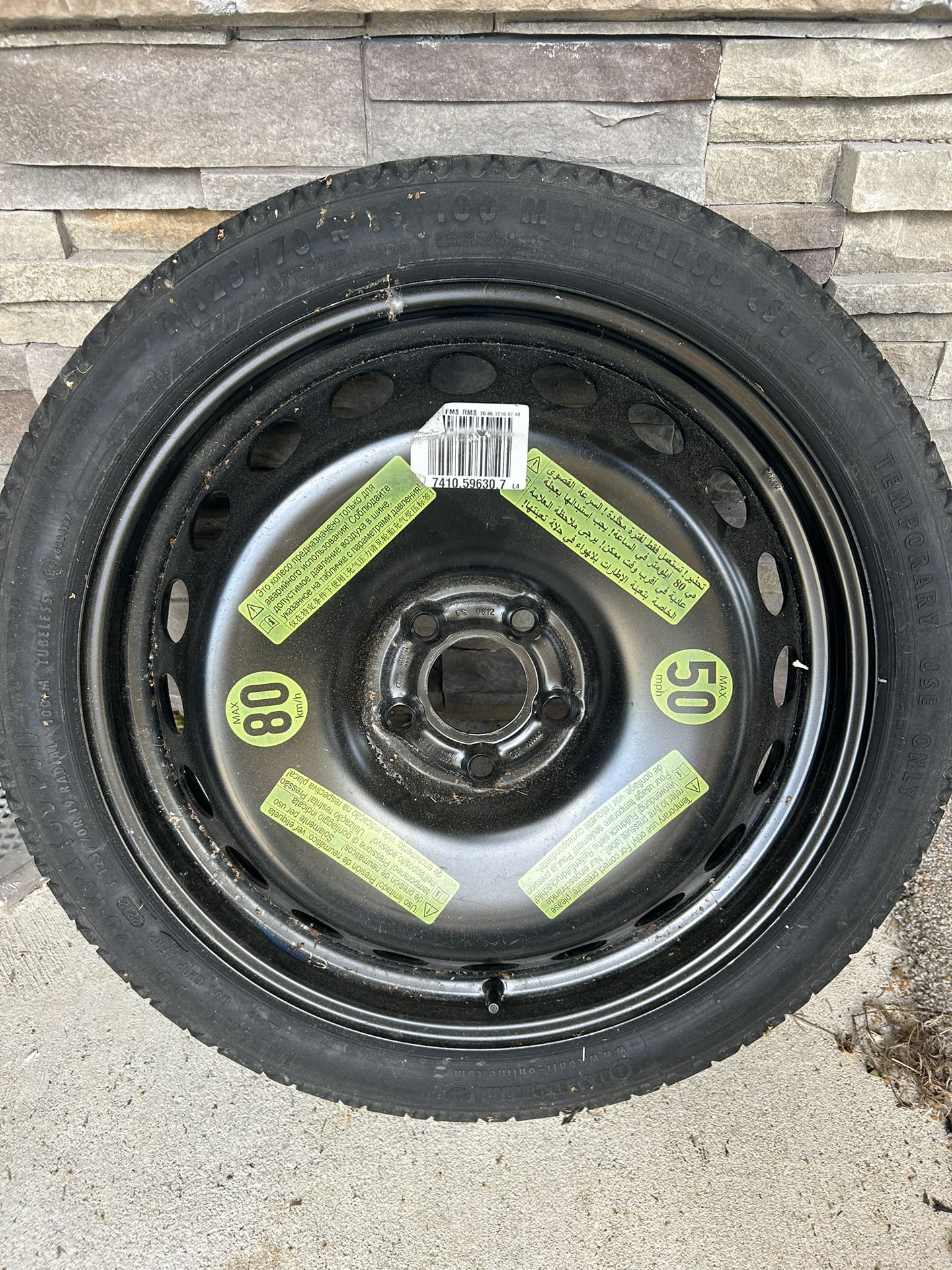 2008-2019 AUDI A4 S4 A5 S5 EMERGENCY SPARE TIRE 125/70 R19 OEM.