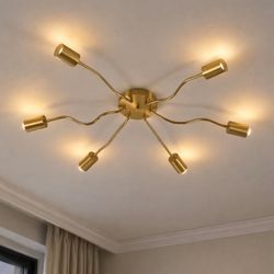 Brand new  Modern 6-Light Brushed Brass Ceiling Light Fixture