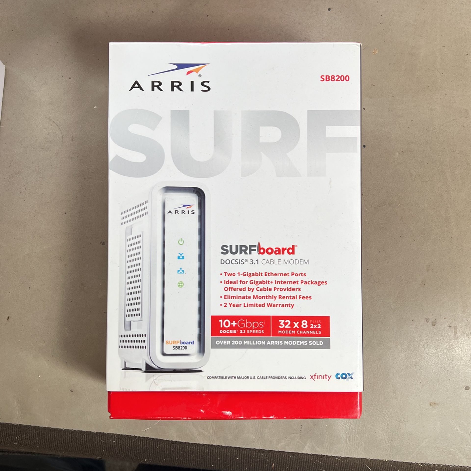 ARRIS SURFboard Gigabit DOCSIS 3.1 Cable Modem, 10 Gbps Max Speed, Approved for Comcast Xfinity, Cox and Charter. 