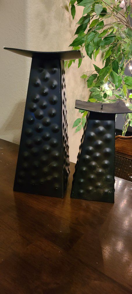 Set of 2 Candle  Holders Pillars  Holiday Christmas Thanksgiving 