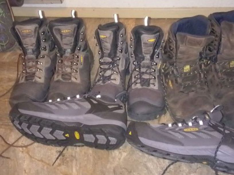 5 Pairs Of Keen Work Boots New And Used