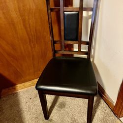 Wood Chair with Leather Cushions—LIKE NEW
