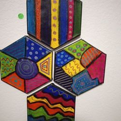 Bright, fun hexagon group. Titled Let's Have Fun.