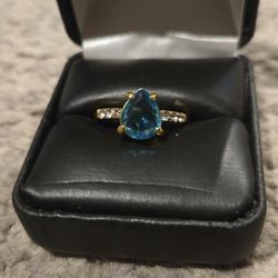 14k Gold And Blue Diamond Stone Size 7