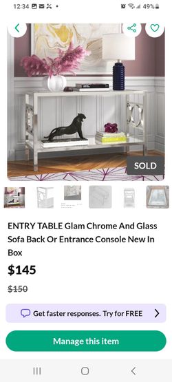 ENTRY TABLE Glam Chrome And Glass Sofa Back Or Entrance Console New In Box