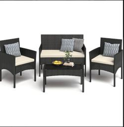 4-Piece Outdoor Rattan Patio Furniture Set