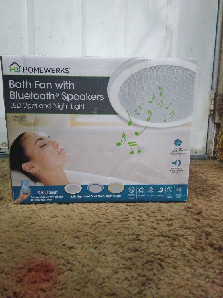 Homewerks!! Bath Fan With Bluetooth Speakers!!!