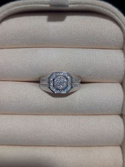 Solid Silver Moissanite Ring