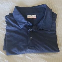 Grand Slam Men's Navy Blue Long Sleeve Collared Solid Button Polo Shirt