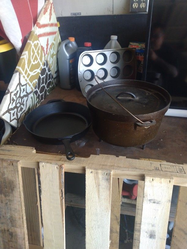 Cast Iron Dutch Oven And 12 Inch Pot