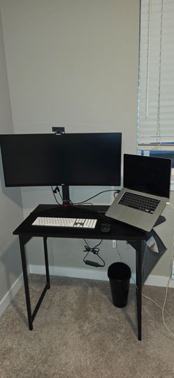 32" Black Computer Desk with Side Storage Pouch