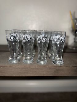 🏴‍☠️ Official NFL Raiders Pilsner Glasses – Set of 11 – NEW