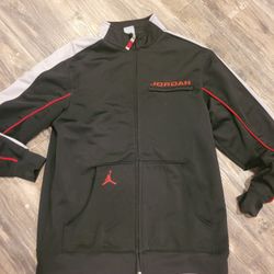  Jordan Mens Medium Full Zip Long Sleeve Track Jacket Black Red Jumpman. Euc