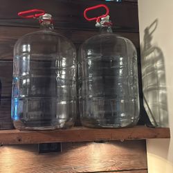 Set Of 3 5-Gal Glass Carboy Jugs W Handles 
