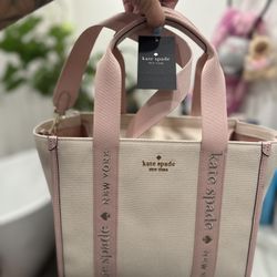Kate Spade Rose Smoke Canvas Tote 