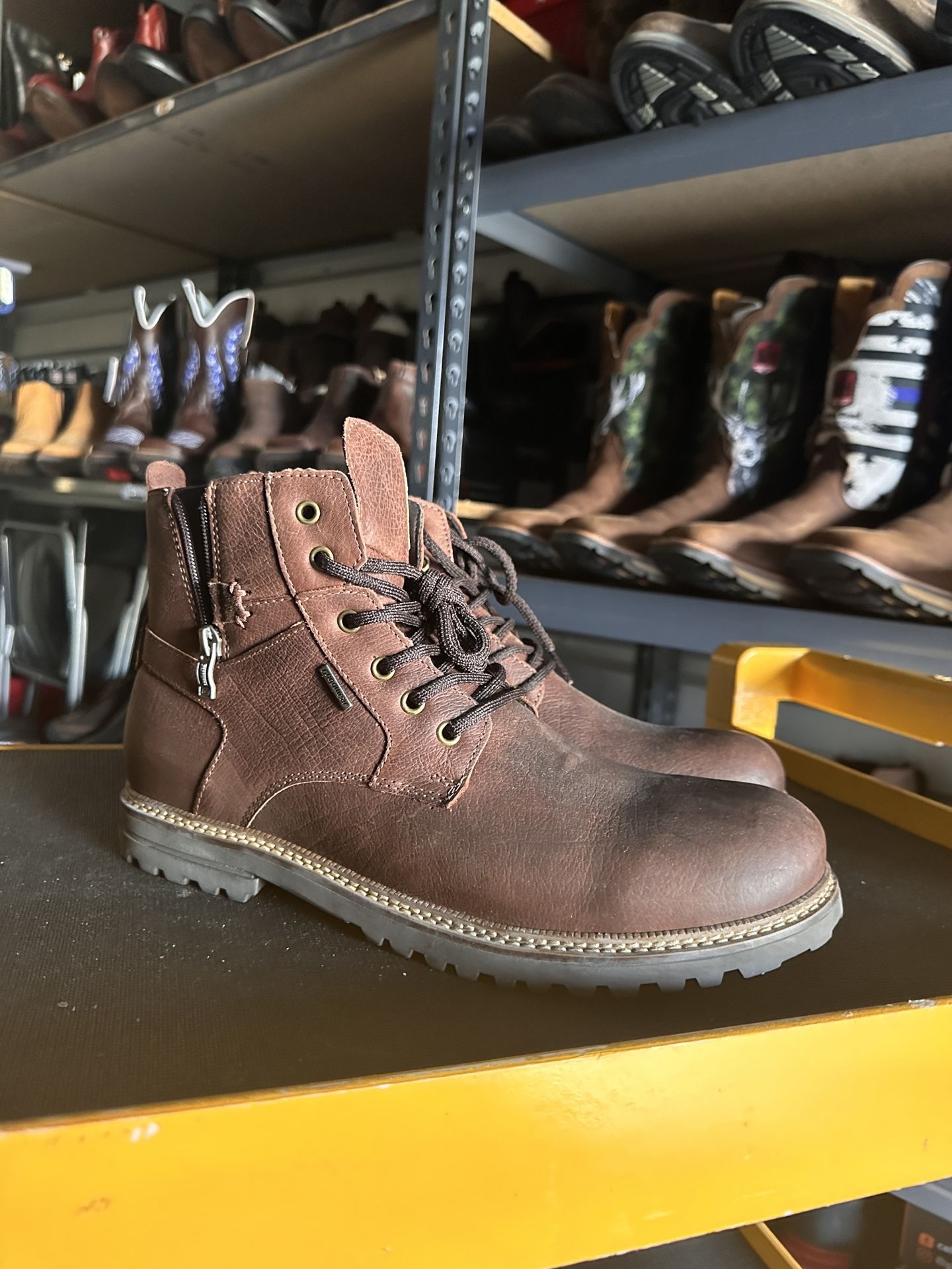 KUT Work Boots Round Toe Leather Ankle Boots 