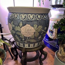 Gorgeous Vintage Koi Pot & Stand