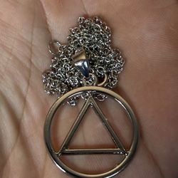 Silver Recovery Symbol (Triangle-in-Circle) Pendant Necklace Harry Potter Necklace