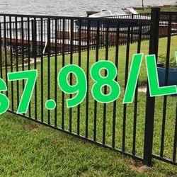 Steel fence: spear top flat top steel fence front gate front yard 