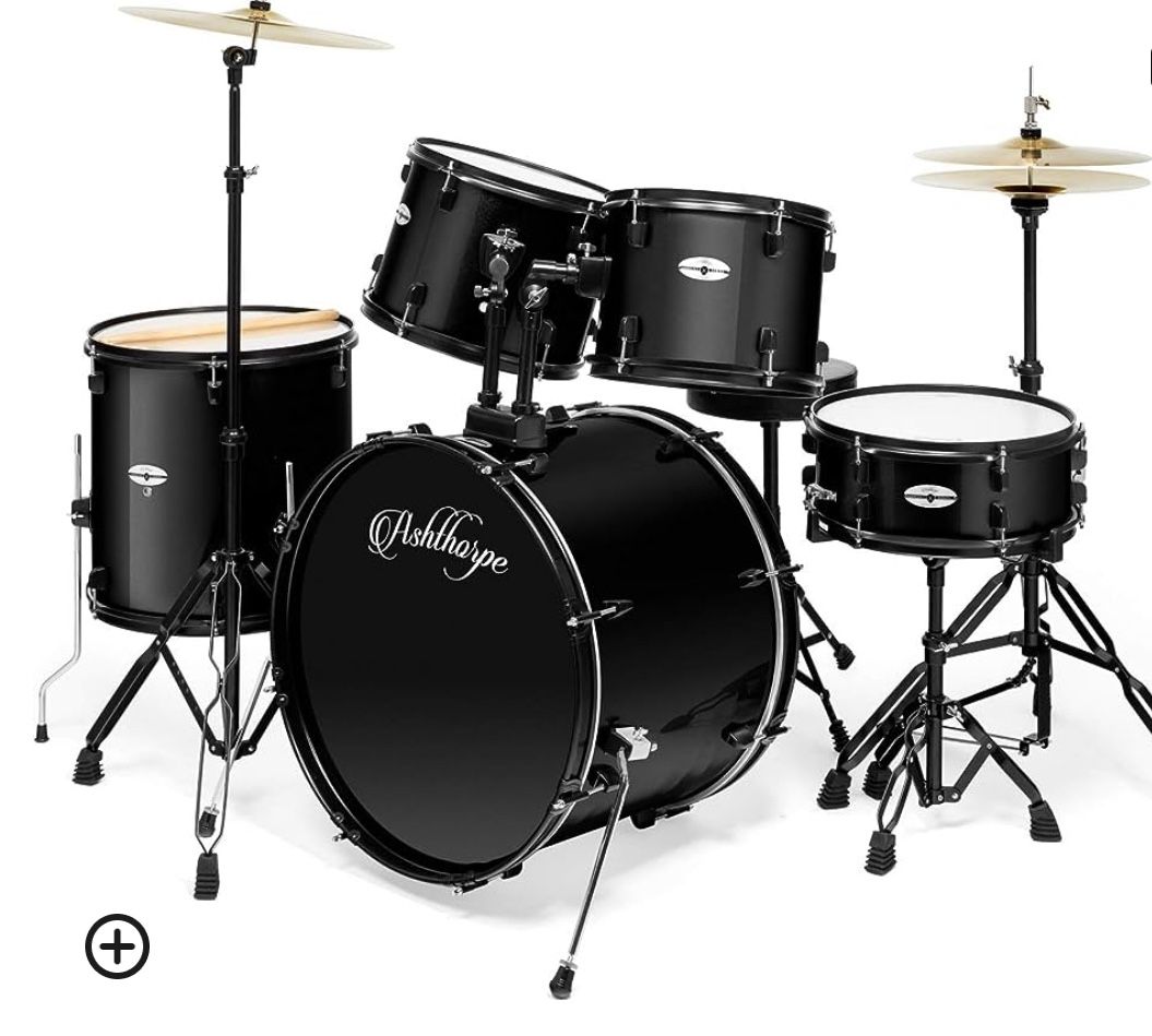 Drum Set Ashthorpe 5-Piece Complete Full Size Adult Drum Set with Remo Batter Heads