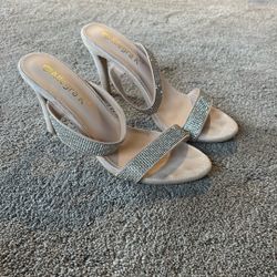 Open Toe Stiletto Heel Rhinestone Mules Summer Sandals