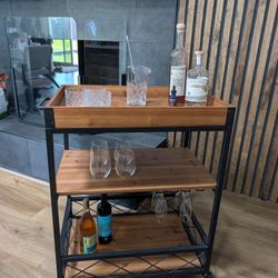 Rolling Bar Cart with Detachable Tray