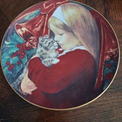 Vintage collector plate titled "Christmas Tear" from the 1981 Violet Parkhurst Annual Christmas Series, manufactured by the Hackett American Collector